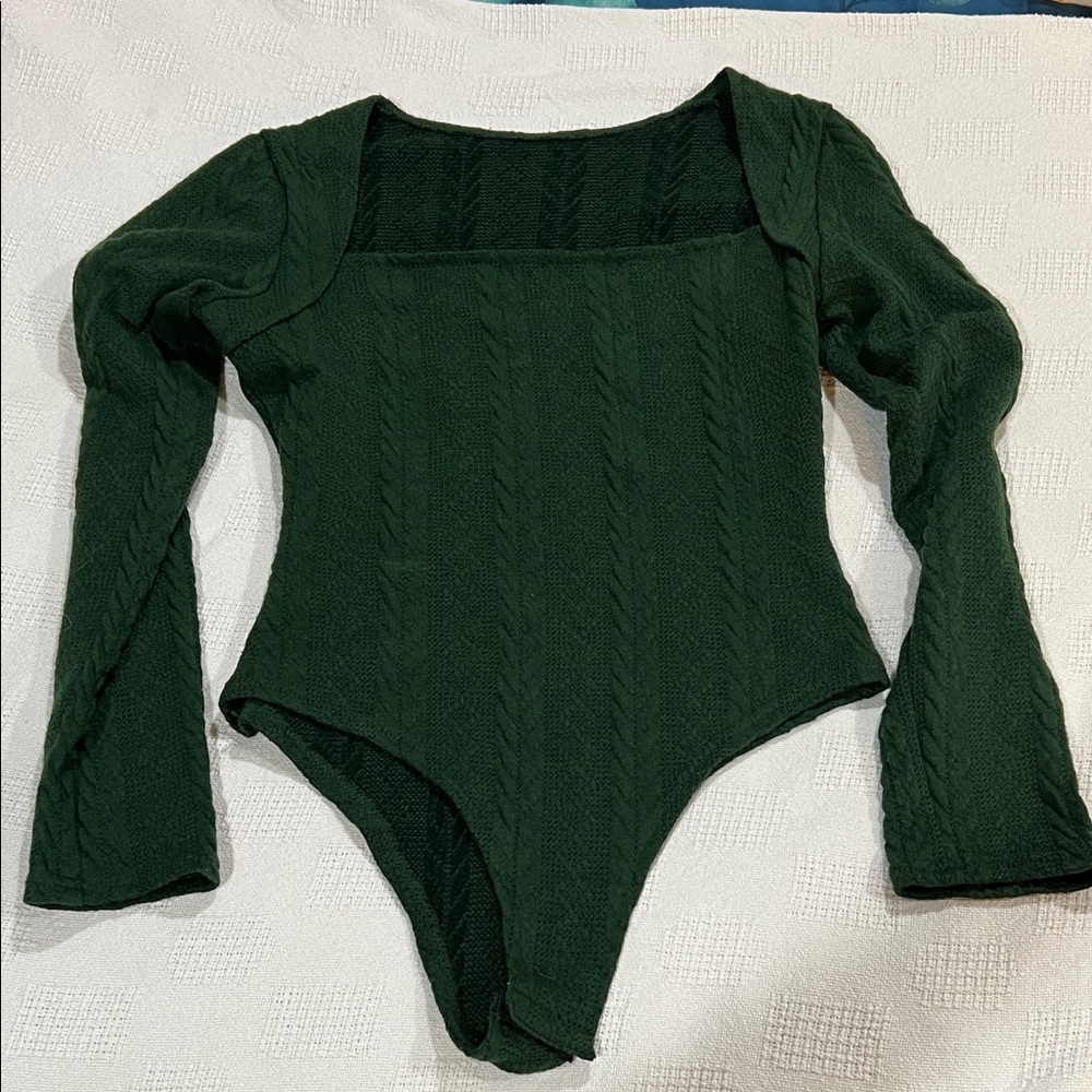 Womens Green Sweater Bodysuit